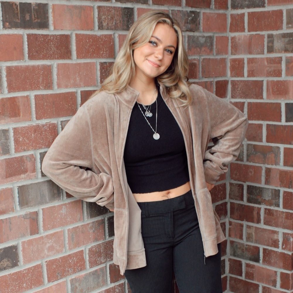 VINTAGE VELVET ZIP UP JACKET